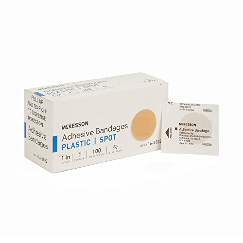 Sterile Plastic Round Spot Bandages - 1 Inch Diameter, 100 Count