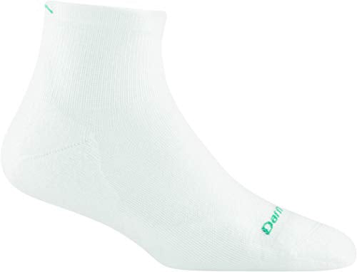 Darn Tough Vermont Women's Quarter Ultra-Lightweight Running Socks with Cushion, Medium White