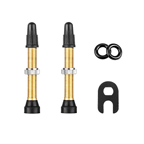 Brass Tubeless Valve Stems with Valve Core Remover Tool - Gold, 40mm