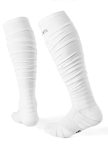 Extra Long Padded Football Socks with Ankle Support - Large, White