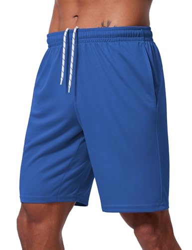 Vlynor Men's Athletic Shorts 9 Inch Inseam Blue - Quick Dry Mesh Gym Running