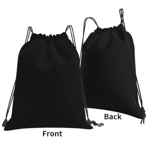 Personalized Drawstring Backpack - Custom Sports Bag - Pure Black