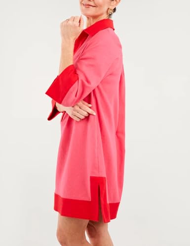 Color Block Mini Dress Coverup for Women - Red, Large