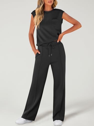 ANRABESS 2-Piece Travel Airport Outfit Sets for Women - Large Black