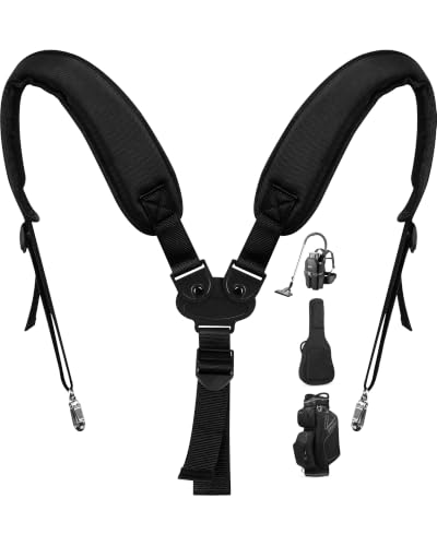 Golf Bag Double Strap - Adjustable Backpack Straps with 2 Buckle Connected Black