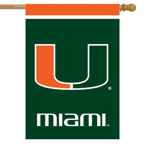 Outdoor House Flag 40x28 with NCAA Miami Hurricanes Design