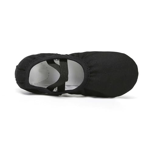 Danzcue Women's Ballet Shoes Black Size 5 - Soft Canvas & PU Leather Slippers