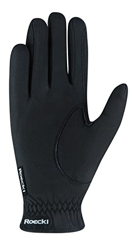 Breathable Equestrian Gloves - Roeckl ROECK-GRIP Black, Size 7