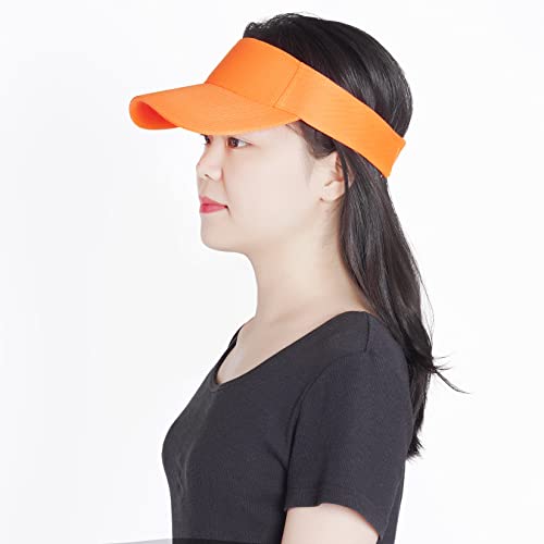 Rbenxia 5 Pack Adjustable Sun Visor Hats for Men Women - Medium Orange, Yellow, Green, Red, Rose Red