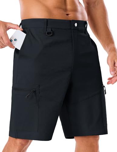 ASYJUMPD Men's Cargo Shorts Large Dark Gray Quick Dry Elastic Waist Pockets