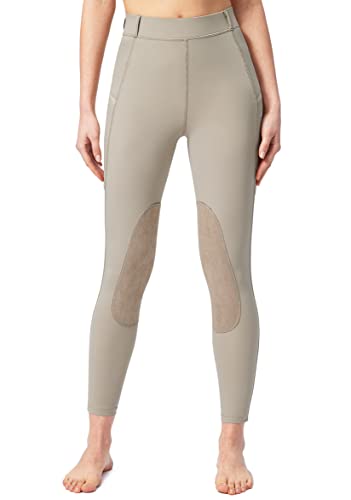Knee-Patch Horse Riding Pants with Zipper Pockets - Taupe, Small