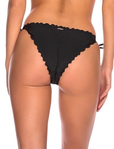 RELLECIGA Women's Brazilian Bikini Bottoms Small Black Swimwear