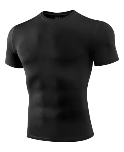 Niksa Men's Compression Workout Shirt Black Small 1-Pack Short Sleeve Moisture Wicking Base Layer