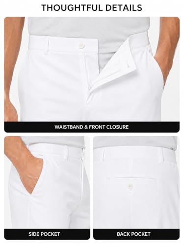 SNOWTEN Men's Stretch Water-Resistant Dress Pants 30W x 30L White Pro