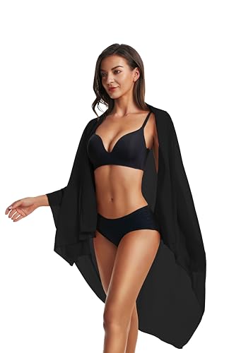 Beach Sarong Wraps for Women - Long Swimsuit Cover Up - Black