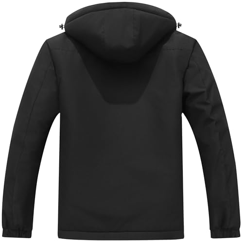 MAOYSSEN Men’s Mountain Ski Jacket Black XL - Waterproof Winter Coat with Fleece Lining
