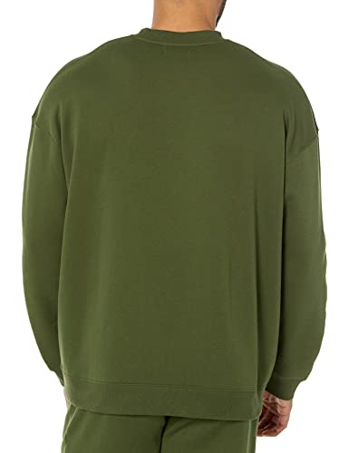 Men's Oversized-Fit Crewneck Sweatshirt - Large / Dark Olive