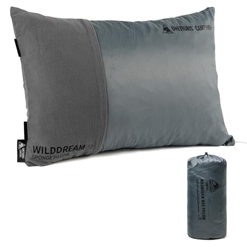 ONETIGRIS Wilddream Camping Pillow Large Cool Gray Small Memory Foam Travel Pillow