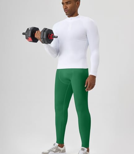 Men's Compression Pants Athletic Running Leggings - Kelly Green, Large