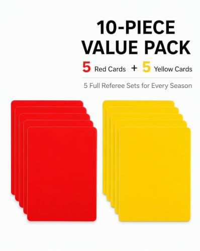10-Piece Professional Referee Cards Set - 5 Red & 5 Yellow