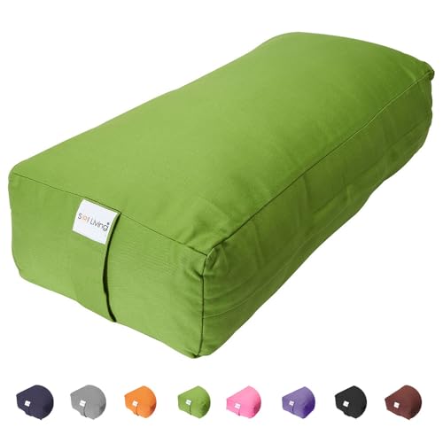Rectangular Yoga Bolster Meditation Pillow - Green 28" x 12" x 8"