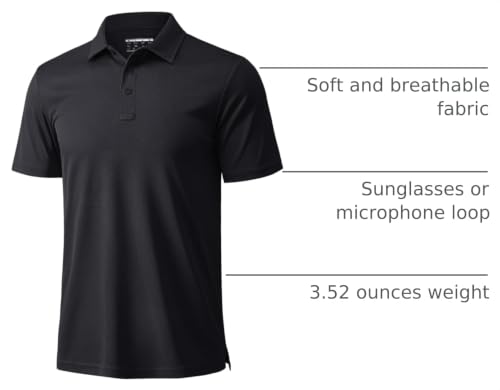 Men's Short Sleeve Golf Polo Shirt - Quick Dry Moisture Wicking