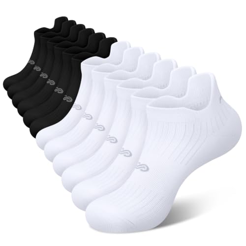 Cushion Ankle Running Socks - 6 Pairs, 3 White & 3 Black