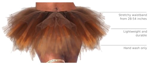 40 Short Orange-Brown Adult Tutu Skirt Elastic Layered Ballet Dance Costume