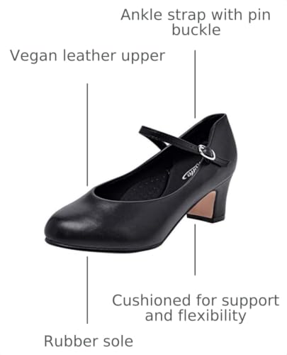 Stelle 2-Inch Black Ankle Strap Character Shoes for Women - Size 7