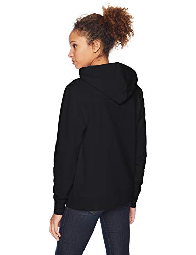 Women's Black Medium Fleece Pullover Hoodie with Kangaroo Pocket - Regular Fit