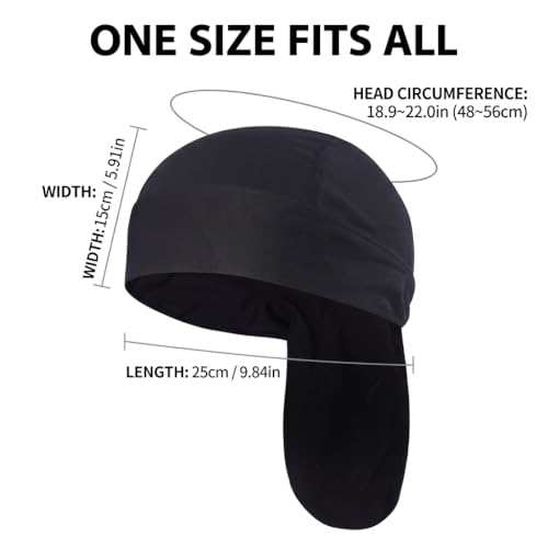 Cooling Bandana Cap - Skull Cap Do Rag for Men, Small-Large Black