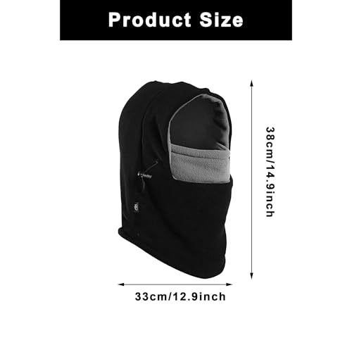 Balaclava Ski Mask - Winter Thermal Face Mask Neck Gaiter - Black