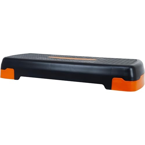 Aerobic Step Platform Trainer with Adjustable Risers - Black/Orange