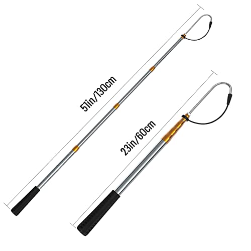 Gold Telescopic Fishing Gaff with Sharp Spear Hook – Adjustable Stainless Steel Handle