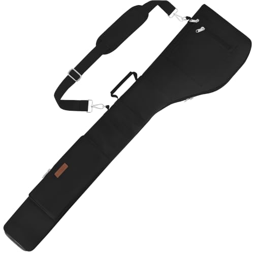 Portable Golf Club Carry Bag - Foldable Black Golf Bag for 8-10 Clubs