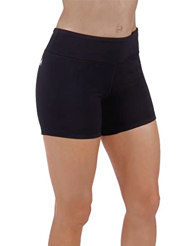 Lightweight Women's 3" Running & Volleyball Shorts with Zip Pocket - Black, Medium