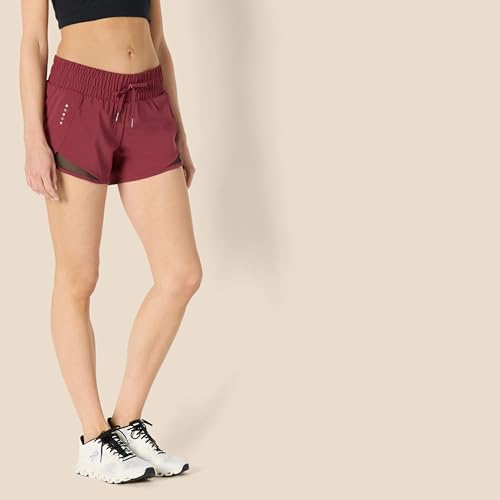 Women's Athletic Ruched Waistband Running Shorts - 3X Ruby