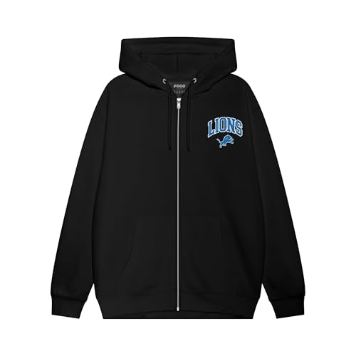 Detroit Lions Arched Wordmark Zip Up Hoodie - Medium