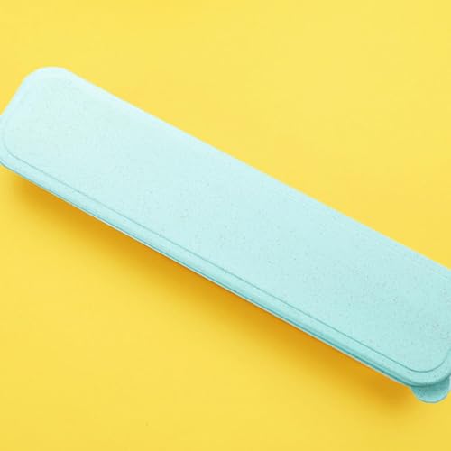 Portable Wheat Straw Cutlery Storage Box with Lid - Green