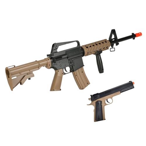 Airsoft Rifle and Pistol Kit - Tan, 300 FPS with Accessories