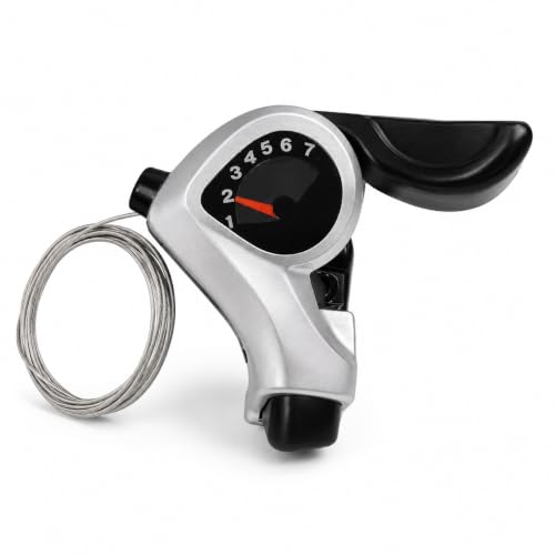 Tailcle Silver 7-Speed Bike Thumb Shifter with Gear Display for Mountain & Hybrid Bikes