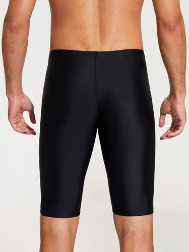 Men's Swim Jammers - 11-Inch Inseam, Black, Size 28-40, Athletic Racing Swimwear