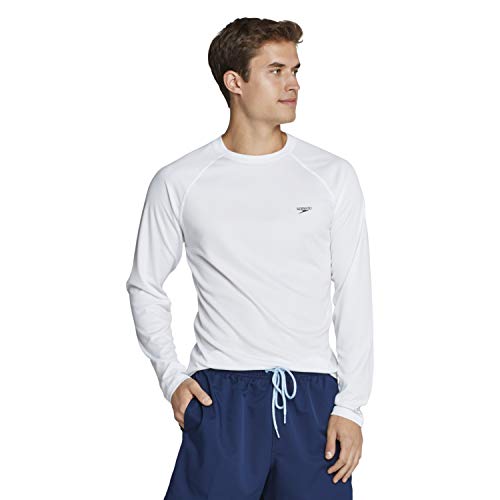Speedo Men’s UV Swim Shirt Long Sleeve Regular Fit – XX-Large, White