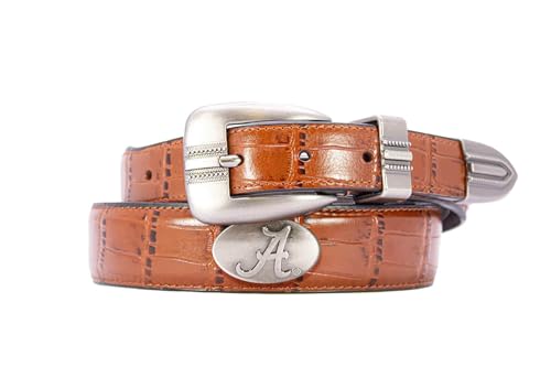 Alabama Crimson Tide Leather Concho Belt - Smooth Black, Size 42