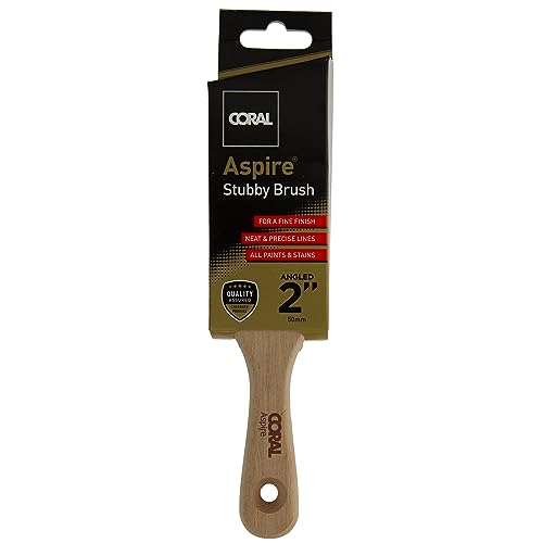 Coral 31723 Aspire 2 Inch Paint Brush - Professional Firm Angled Cut for Walls - Flat Stubby Short Profile - Ultra-Smooth Finish - Ideal for Emulsion or Gloss - FSC Wood Handle - House Painting