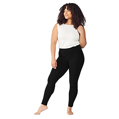 Maggie's Organic Cotton Base Layer Leggings - Large Black Ankle Length, Soft & Stretchy