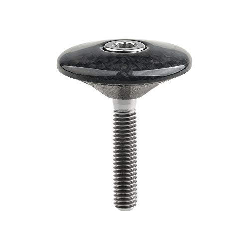 1 1/8" 3K Carbon Fiber Headset Top Cap with Titanium Bolt – Glossy Finish