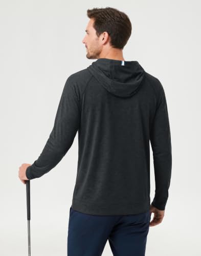 M MAELREG Men’s Lightweight Heather Golf Hooded Sweatshirt – Large Black Heather