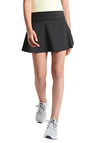 Girl's High-Waisted Active Skort - Lightweight Running & Tennis - Black, 7-8 Years