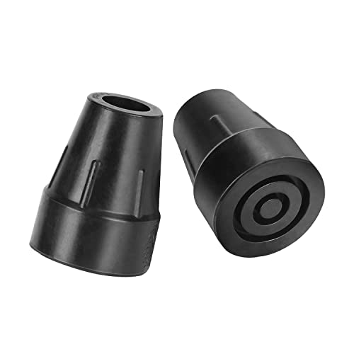 Supregear Black Rubber Cane Tips Set of 2 - Heavy Duty Replacement for Walking Canes 3/4 Inch